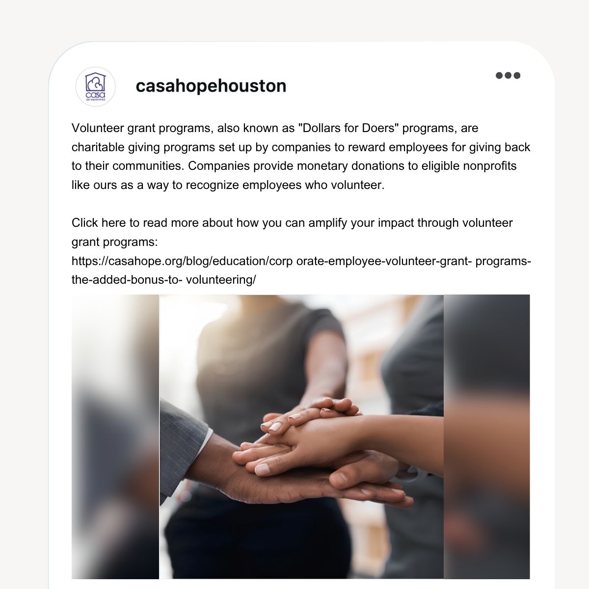 An example of an organization marketing workplace giving on social media