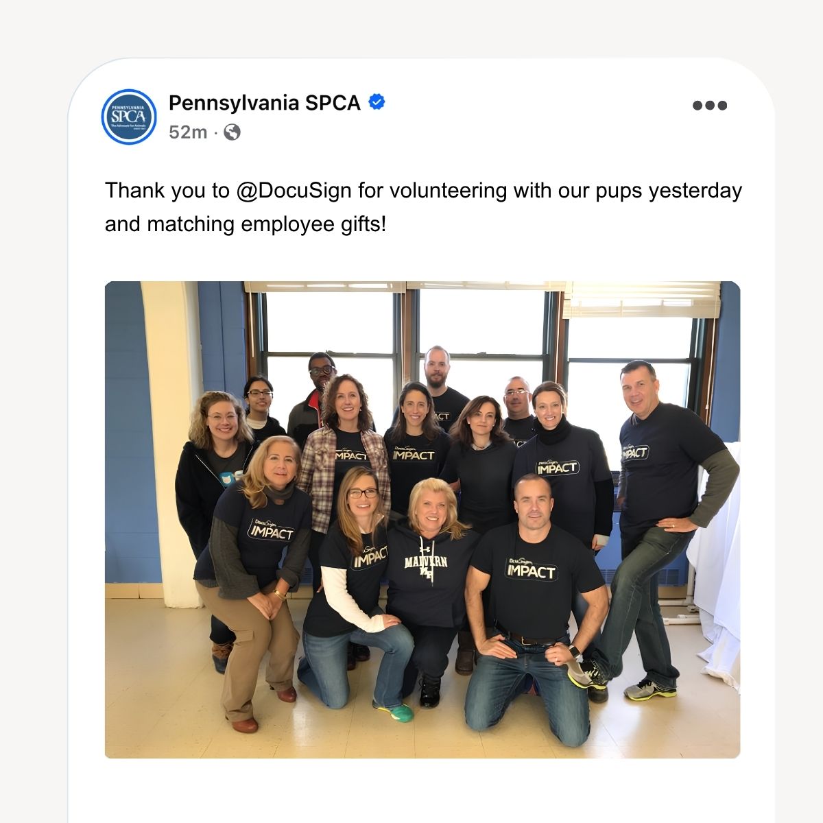 An example of an organization marketing workplace giving on social media