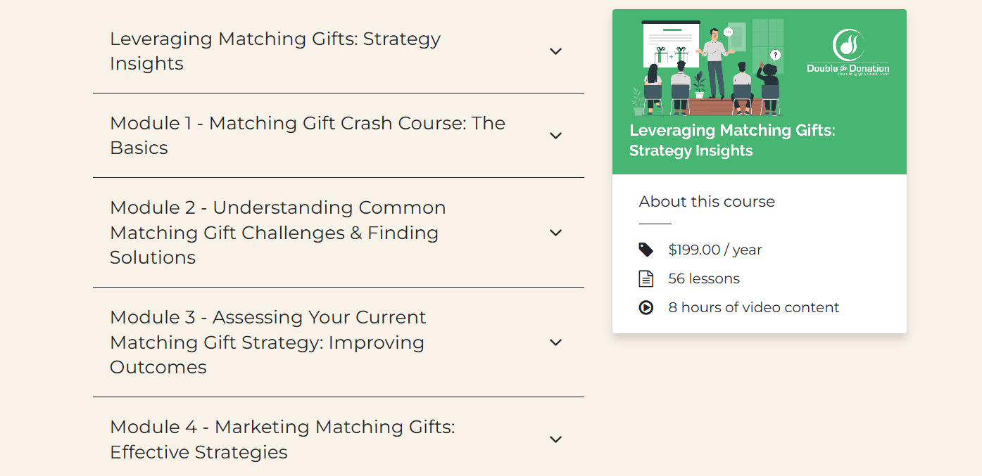 Matching Gift Academy Course Curriculum Overview