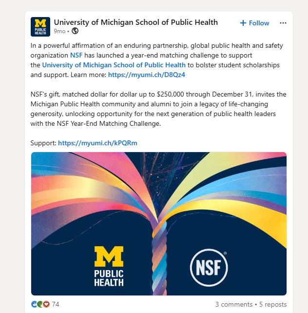 University of Michigan NSF Year-End Matching Challenge